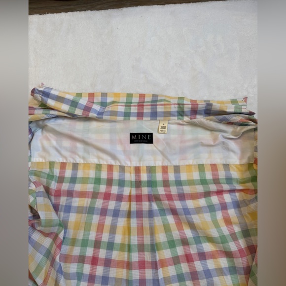 MINE Men’s Size XL  Multi-Color Pastel Gingham Plaid Button-Down Shirt - Picture 15 of 16